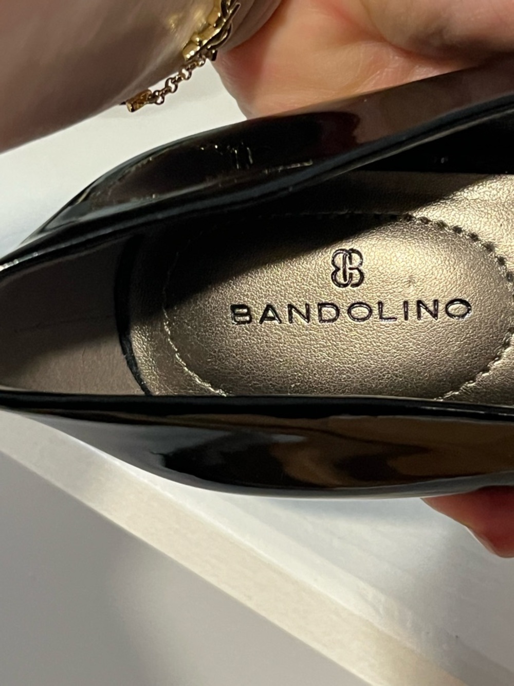 Bandolino Black Patent Peep-Toe Heels 👠 - Picture 9 of 13